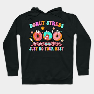 Women Retro Donut Stress Just Do Your Best Staar Testing Hoodie